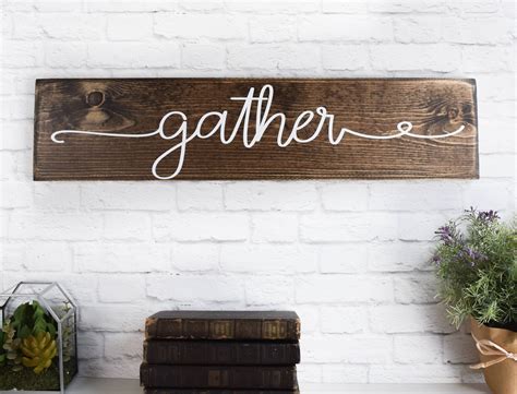 Gather Wood Sign Wooden Sayings Wall Décor Rustic | Etsy