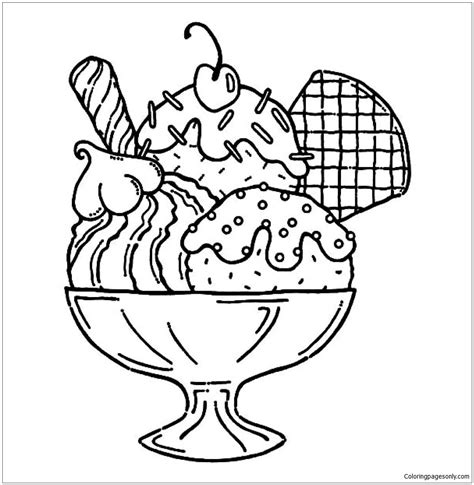 Ice Cream Sundae Coloring Page