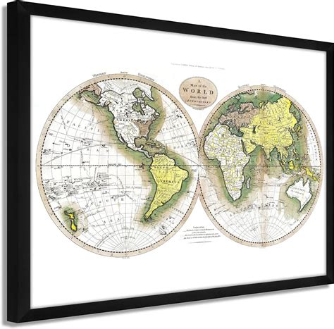 Buy HISTORIX Vintage 1795 World Map Poster - 19x25 Inch Black Framed Vintage World Map Wall Art ...