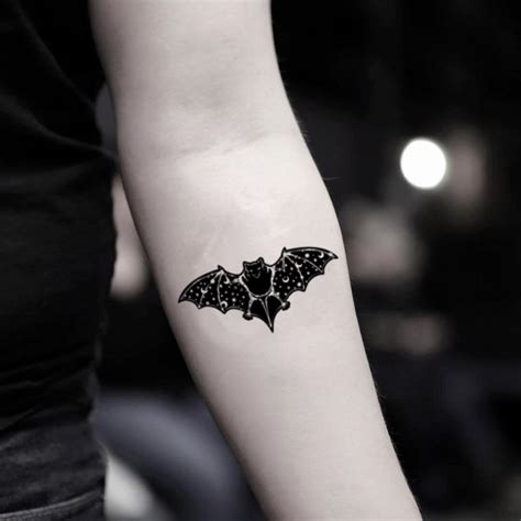 Starry Night Bat Temporary Tattoo Sticker - OhMyTat