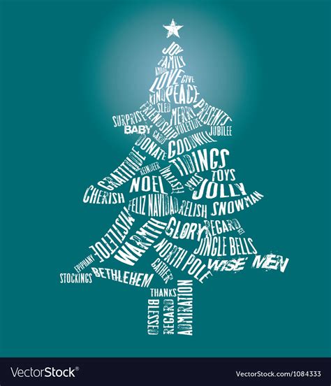 Merry christmas tree text Royalty Free Vector Image