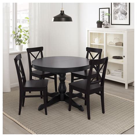 Ikea Small Dining Table And Chairs Ingatorp Extendable Table, Black ...