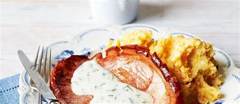 Gammon steaks with creamy parsley sauce and root veg mash recipe | Recipes, Yummy food, Gammon steak