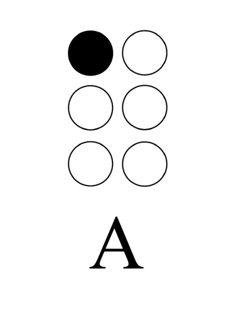 Braille Alphabet Chart printable pdf download