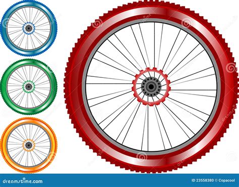 Set of Colored Bike Wheel with Tire Spokes Stock Vector - Illustration of isolated, object: 23558380