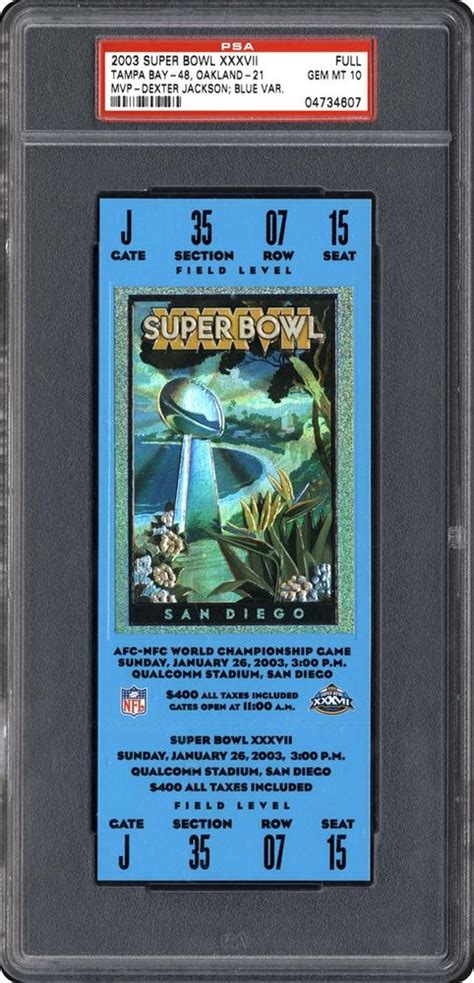 Super Bowl XXXVII | PSA TicketFacts℠