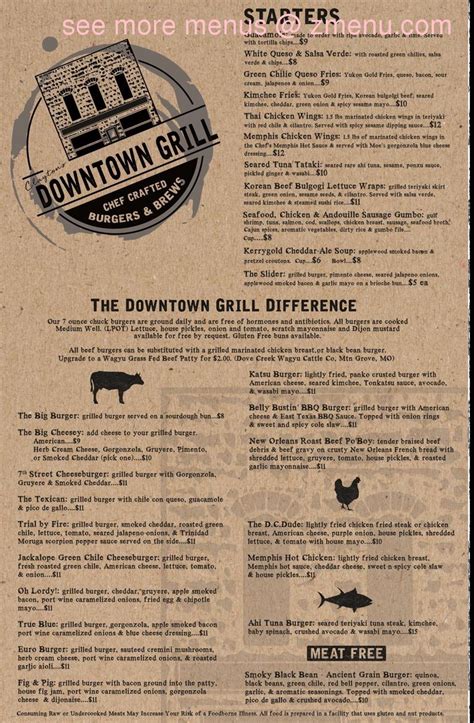 Menu at Clayton's Downtown Grill restaurant, Mountain Home