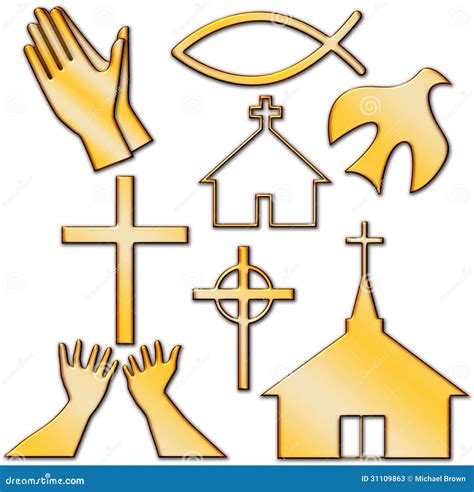 Church And Other Christian Symbol Set Stock Illustration - Illustration ...