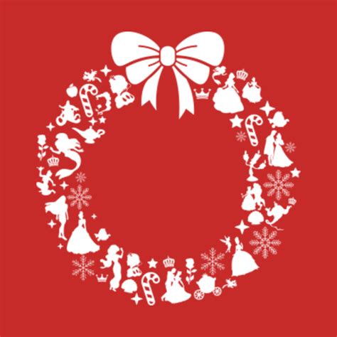 Disney Princesses Christmas Wreath Pattern - Christmas - T-Shirt | TeePublic