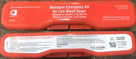 Glucagon Emergency Kit for Low Blood Sugar glucagon for injection 1mg per vial (Amphastar ...