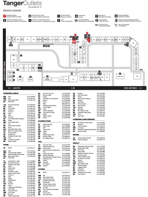 Tanger Outlets Texas City Stores Map - Printable Maps