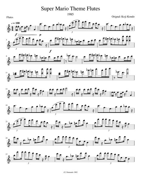 Super Mario Theme Flutes Sheet music for Flute (Solo) | Musescore.com