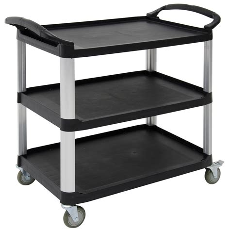 Rubbermaid Black Plastic 2-Shelf Lipped Top Heavy-Duty Utility Cart - 45 1/4"L x 25 7/8"W x 33 1/4"H