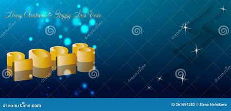 Gold Numbers on Blue Background with Sequins and Christmas Tree Outline Stock Vector ...