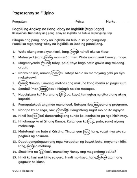 Mga Sagot Sa Pagkilala Sa Pangatnig Pdf Pagsasanay Sa Filipino | My XXX ...