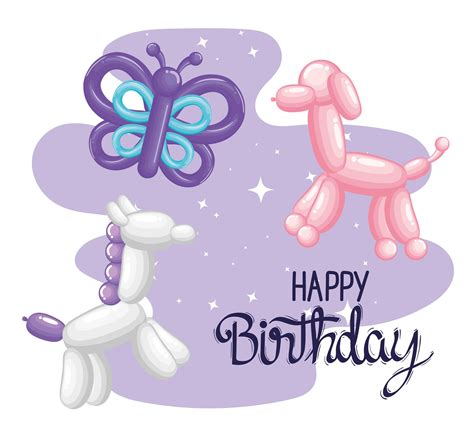 Happy birthday animals balloons 2694721 Vector Art at Vecteezy