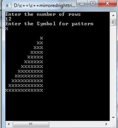 C++ program to print Mirrored Right Triangle Star Pattern - Code for Java c