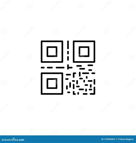 Line QR Code Icon on White Background Stock Illustration - Illustration ...