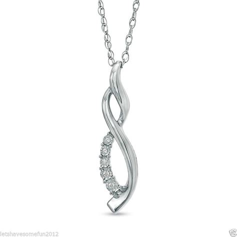 Zales Masquerade Diamond Infinity Pendant Necklace Sterling Silver .925 ~ NIB