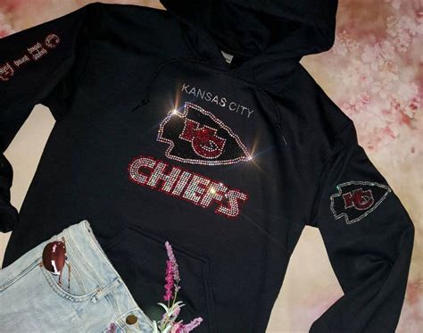 Kansas City Chiefs Unisex Rhinestone Black Hoodie Womens | Etsy