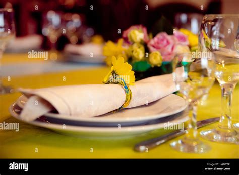 Table setting view Stock Photo - Alamy