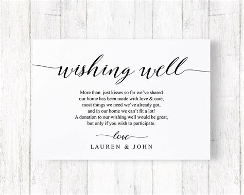 Wedding Wishing Well Card Enclosure Card Wishing Well | Etsy