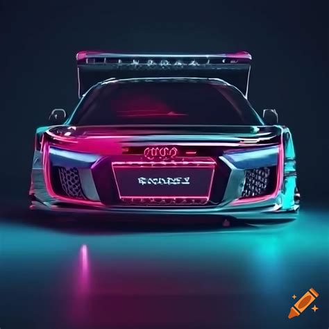 Retro cyberpunk audi r8 with neon lights on Craiyon