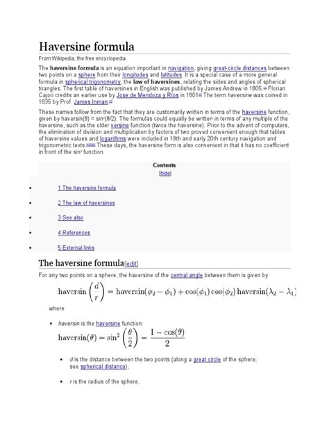 Haversine Formula | PDF | Euclidean Geometry | Euclidean Plane Geometry