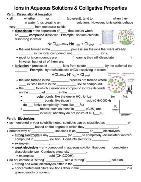 Ions in Aqueous Solutions & Colligative Properties