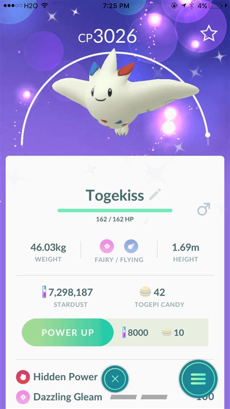 Shiny Togekiss! Got Hidden Power Fighting, I'll take it. : pokemongobrag