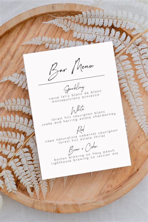 Bar Menu Template for Wedding Wedding Drinks Menu Printable - Etsy