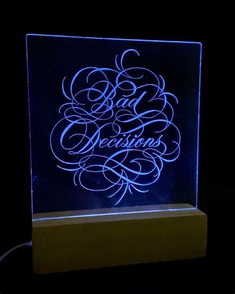 Calligraphy Engraved LED Light Stand : r/engraving