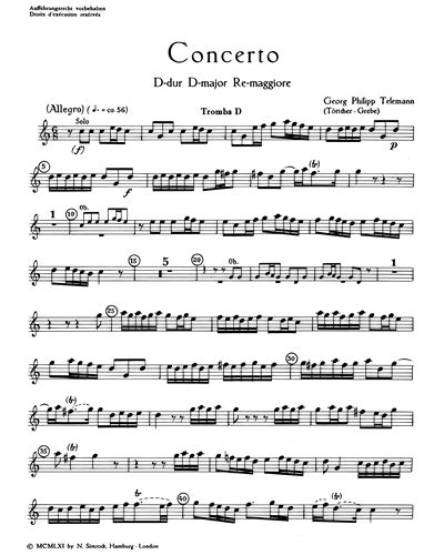 Trumpet Concerto in D major Sheet Music by Georg Philipp Telemann | nkoda | Free 7 days trial