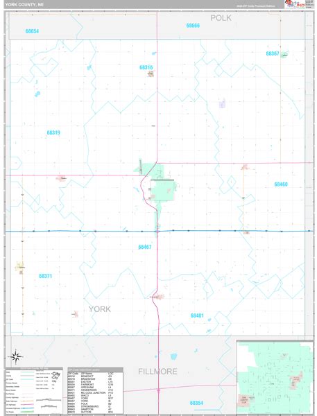 York County, NE Wall Map Premium Style by MarketMAPS - MapSales