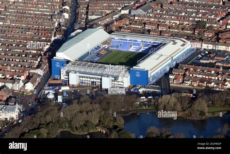 aerial view of Everton FC Goodsion Park stadium football ground in Liverpool Stock Photo - Alamy