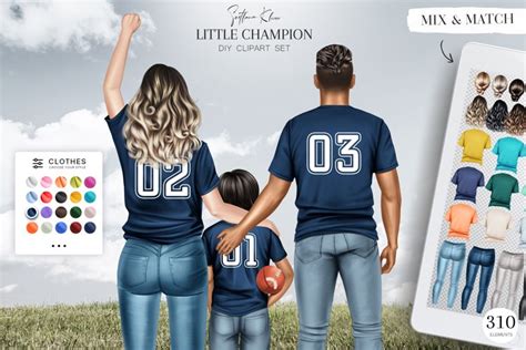 NFL Clip art, American Football Family Clipart, Team Creator