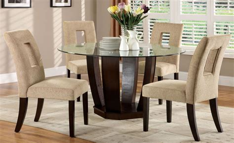 Round Glass Dining Table Wood Base - Foter