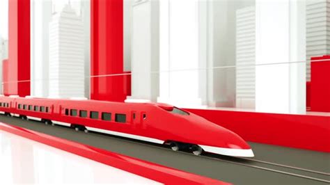 High-speed train animation. Electric passenger train. Very fast driving ...