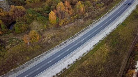 High Aerial View of an Empty Interstate Highway. Autumn Landscape ...