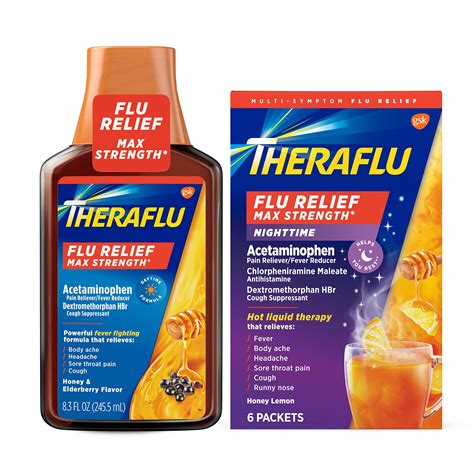 Theraflu Max Strength Daytime Flu Symptom Relief, Honey and Elderberry Syrup, 8.3 Fl Oz and ...