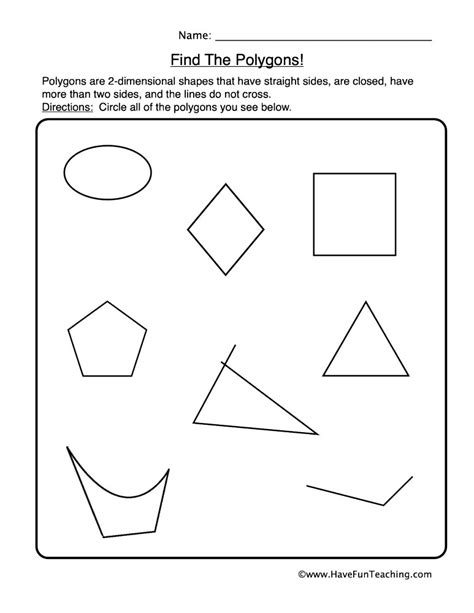 Find the Polygons Shapes Worksheet • Have Fun Teaching