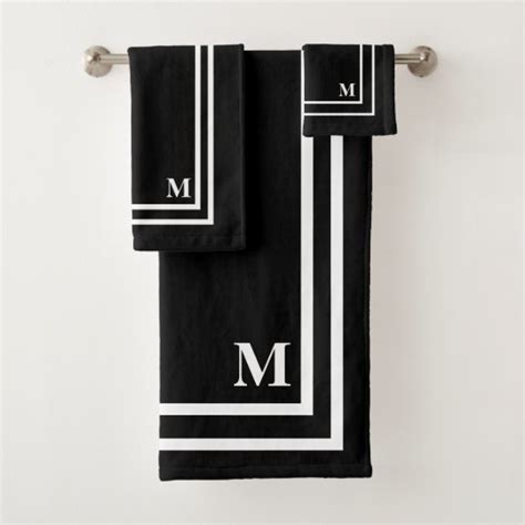 Modern Black Monogram Bath Towel Set | Zazzle.com