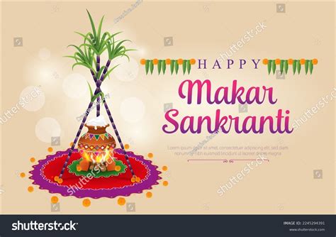 Happy Makara Sankranti About Indian Harvest Stock Vector (Royalty Free ...