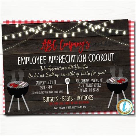 Employee Appreciation BBQ Party Invitation Template — TidyLady Printables