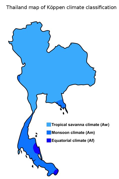 Mapa da Tailândia da classificação climática de Köppen. | Thailand map ...