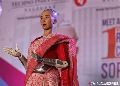 When SOPHIA, the robot wore a red sari in Kolkata | Technology Gallery News - The Indian Express