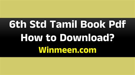 6th Std Tamil Book Pdf - WINMEEN