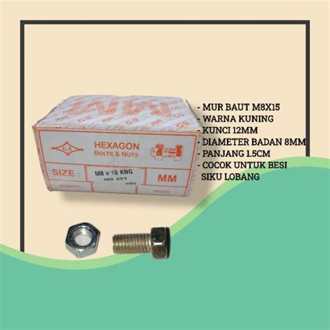 Mur BAUT Besi Siku Lubang M8x15 M8 X 15 HARGA UNTUK 1 DUS ISI 400 pcs | Lazada Indonesia