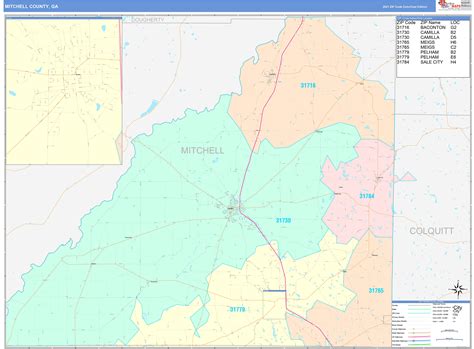 Mitchell County, GA Wall Map Color Cast Style by MarketMAPS - MapSales.com