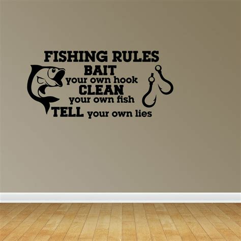 Funny Fishing Rules Quote Vinyl Wall Decals Vinyl Decals Fishing Decal JP31 - Walmart.com ...